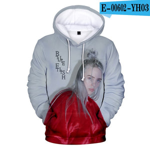 Print American New independent singer Billie Eilish 3D Hoodies women Men Casual Hoodie Autumn Billie Eilish 3D Hoodie Sweatshirt