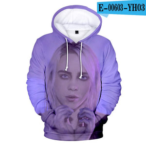 Print American New independent singer Billie Eilish 3D Hoodies women Men Casual Hoodie Autumn Billie Eilish 3D Hoodie Sweatshirt