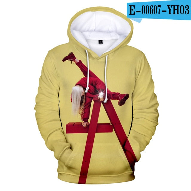 Print American New independent singer Billie Eilish 3D Hoodies women Men Casual Hoodie Autumn Billie Eilish 3D Hoodie Sweatshirt