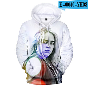 Print American New independent singer Billie Eilish 3D Hoodies women Men Casual Hoodie Autumn Billie Eilish 3D Hoodie Sweatshirt