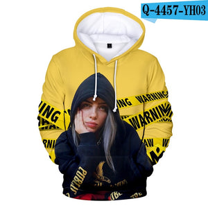 Print American New independent singer Billie Eilish 3D Hoodies women Men Casual Hoodie Autumn Billie Eilish 3D Hoodie Sweatshirt