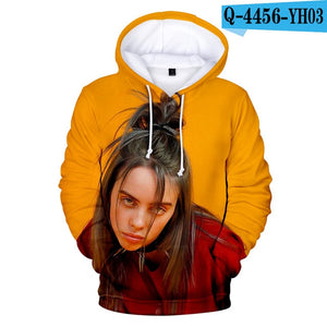 Print American New independent singer Billie Eilish 3D Hoodies women Men Casual Hoodie Autumn Billie Eilish 3D Hoodie Sweatshirt