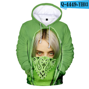 Print American New independent singer Billie Eilish 3D Hoodies women Men Casual Hoodie Autumn Billie Eilish 3D Hoodie Sweatshirt