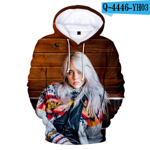 Print American New independent singer Billie Eilish 3D Hoodies women Men Casual Hoodie Autumn Billie Eilish 3D Hoodie Sweatshirt