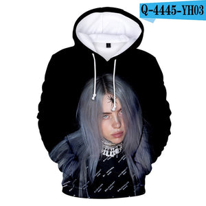 Print American New independent singer Billie Eilish 3D Hoodies women Men Casual Hoodie Autumn Billie Eilish 3D Hoodie Sweatshirt