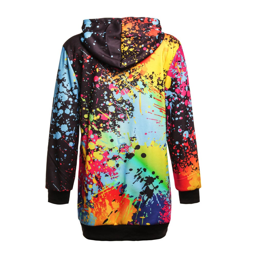 Fashion Womens Colorful Tie dyeing Print Sweatshirt Hooded Overcoat Blouse Tops Crop Top Mujer Tallas Grandes Mujer