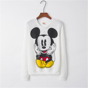 S-XXL Women Mickey Sweatshirt Cartoon Cute Long Sleeved Head Mickey Clothing Sweatshirt Ladies Casual Top