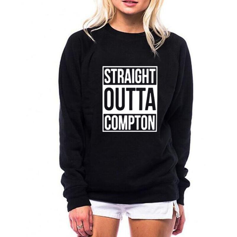 Fashion Letters Print Sweatshirt Women Autumn Casual O-neck Hoodies Tracksuit Straight Outta Compton Europe PopRap Clothes