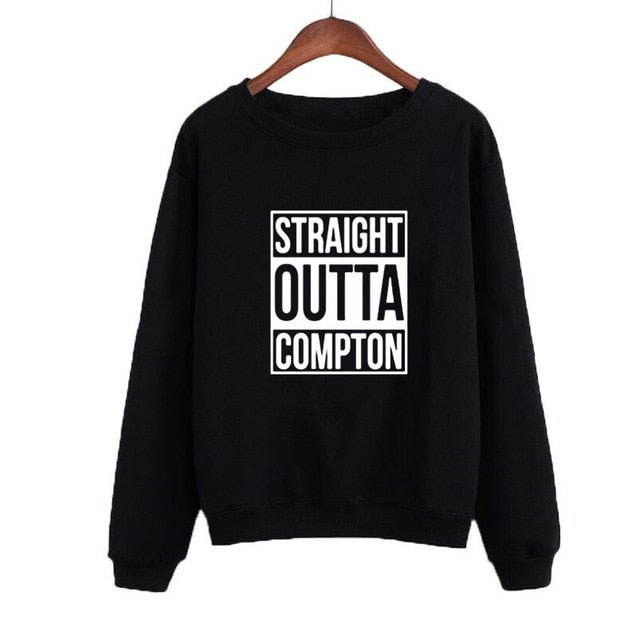 Fashion Letters Print Sweatshirt Women Autumn Casual O-neck Hoodies Tracksuit Straight Outta Compton Europe PopRap Clothes