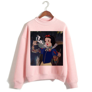 Female Clothes Sweatshirts Pullovers Cartoon Casual Harajuku Pullover Funny Princess Pink Hoodie Hip Hop Women Stree Twear