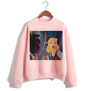 Female Clothes Sweatshirts Pullovers Cartoon Casual Harajuku Pullover Funny Princess Pink Hoodie Hip Hop Women Stree Twear