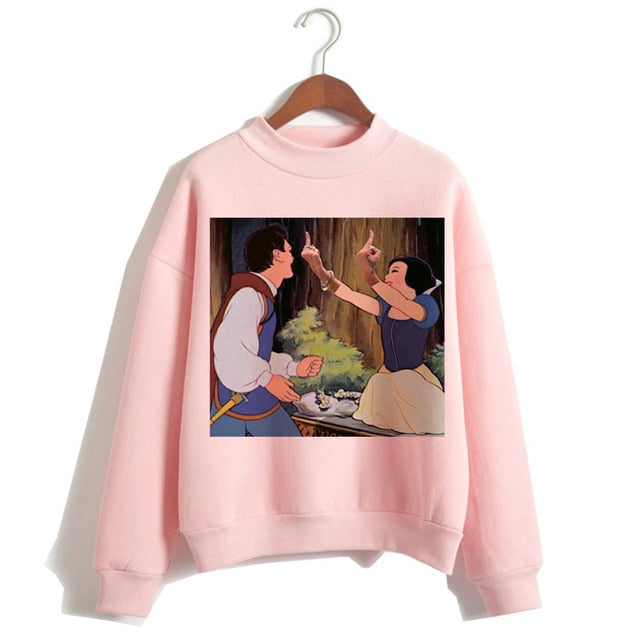 Female Clothes Sweatshirts Pullovers Cartoon Casual Harajuku Pullover Funny Princess Pink Hoodie Hip Hop Women Stree Twear