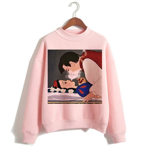 Female Clothes Sweatshirts Pullovers Cartoon Casual Harajuku Pullover Funny Princess Pink Hoodie Hip Hop Women Stree Twear