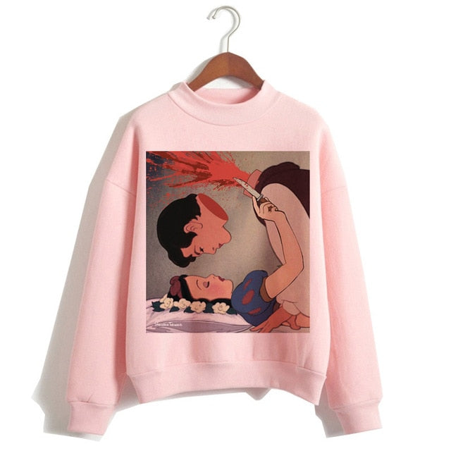 Female Clothes Sweatshirts Pullovers Cartoon Casual Harajuku Pullover Funny Princess Pink Hoodie Hip Hop Women Stree Twear