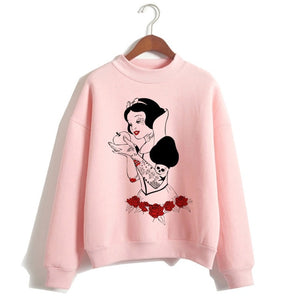 Female Clothes Sweatshirts Pullovers Cartoon Casual Harajuku Pullover Funny Princess Pink Hoodie Hip Hop Women Stree Twear