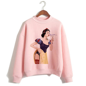 Female Clothes Sweatshirts Pullovers Cartoon Casual Harajuku Pullover Funny Princess Pink Hoodie Hip Hop Women Stree Twear