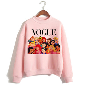 Female Clothes Sweatshirts Pullovers Cartoon Casual Harajuku Pullover Funny Princess Pink Hoodie Hip Hop Women Stree Twear