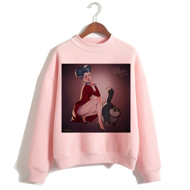 Female Clothes Sweatshirts Pullovers Cartoon Casual Harajuku Pullover Funny Princess Pink Hoodie Hip Hop Women Stree Twear