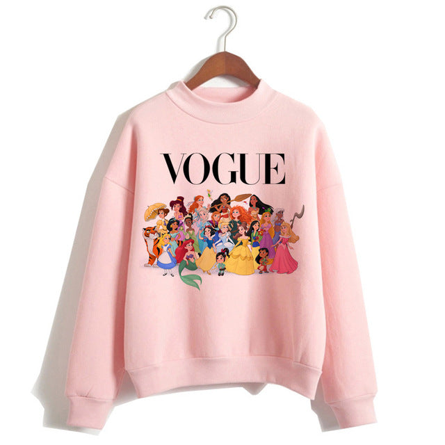 Female Clothes Sweatshirts Pullovers Cartoon Casual Harajuku Pullover Funny Princess Pink Hoodie Hip Hop Women Stree Twear