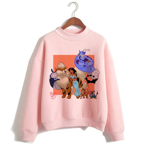 Female Clothes Sweatshirts Pullovers Cartoon Casual Harajuku Pullover Funny Princess Pink Hoodie Hip Hop Women Stree Twear