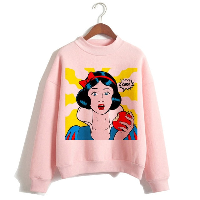 Female Clothes Sweatshirts Pullovers Cartoon Casual Harajuku Pullover Funny Princess Pink Hoodie Hip Hop Women Stree Twear