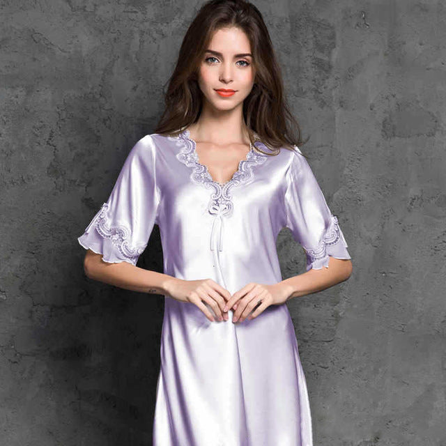 Silk Satin Women Pajamas Sleepwear Woman Sleep Top Lounge Sleepwears Ice Silk Plus Size Nightdress Nightgowns Clothes Пижама