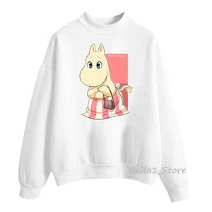 Winter 2019 harajuku kawaii Little My Moomin print hoodies women funny cartoon sweatshirts cute white hoody sweat femme clothes