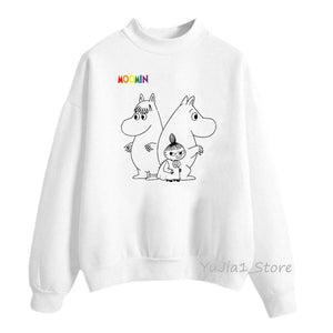 Winter 2019 harajuku kawaii Little My Moomin print hoodies women funny cartoon sweatshirts cute white hoody sweat femme clothes