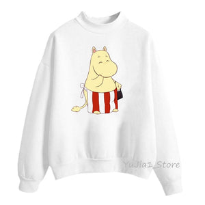 Winter 2019 harajuku kawaii Little My Moomin print hoodies women funny cartoon sweatshirts cute white hoody sweat femme clothes