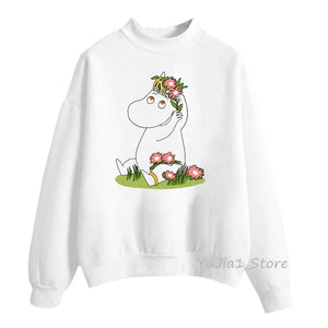 Winter 2019 harajuku kawaii Little My Moomin print hoodies women funny cartoon sweatshirts cute white hoody sweat femme clothes