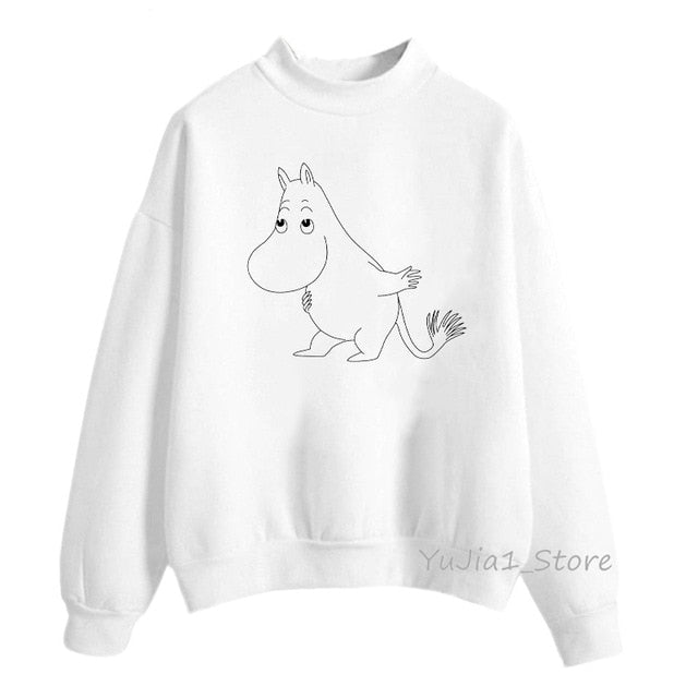 Winter 2019 harajuku kawaii Little My Moomin print hoodies women funny cartoon sweatshirts cute white hoody sweat femme clothes