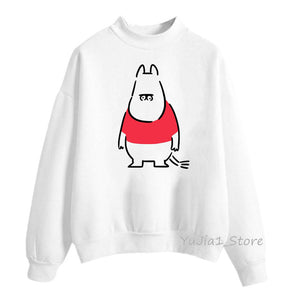 Winter 2019 harajuku kawaii Little My Moomin print hoodies women funny cartoon sweatshirts cute white hoody sweat femme clothes