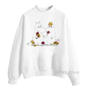 Winter 2019 harajuku kawaii Little My Moomin print hoodies women funny cartoon sweatshirts cute white hoody sweat femme clothes