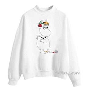 Winter 2019 harajuku kawaii Little My Moomin print hoodies women funny cartoon sweatshirts cute white hoody sweat femme clothes