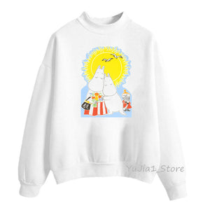 Winter 2019 harajuku kawaii Little My Moomin print hoodies women funny cartoon sweatshirts cute white hoody sweat femme clothes