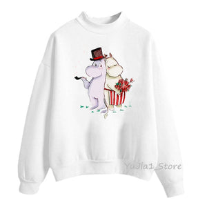 Winter 2019 harajuku kawaii Little My Moomin print hoodies women funny cartoon sweatshirts cute white hoody sweat femme clothes