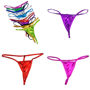 Shiny G String Micro Mini Women Sexy Panties For Women Underwear Metallic Pu Leather thong Ladies Tanga Erotic Lingerie