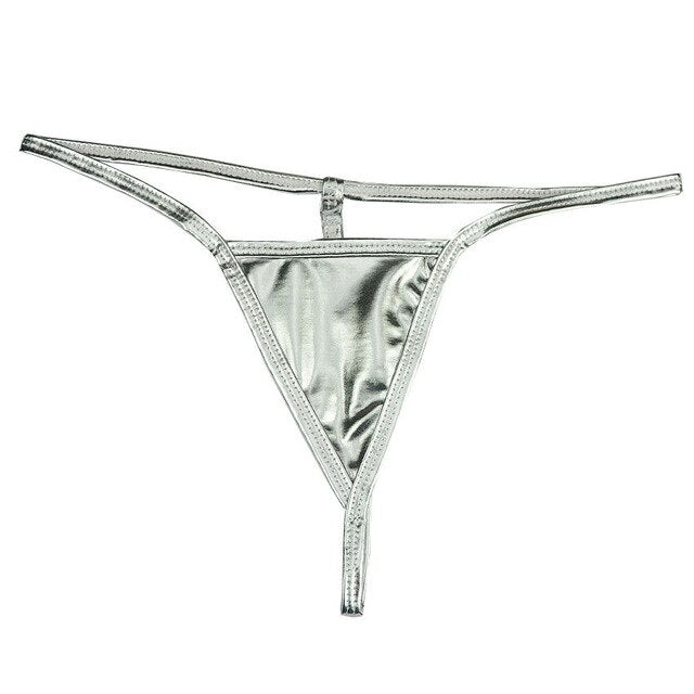 Shiny G String Micro Mini Women Sexy Panties For Women Underwear Metallic Pu Leather thong Ladies Tanga Erotic Lingerie