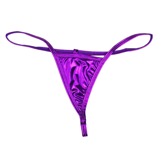 Shiny G String Micro Mini Women Sexy Panties For Women Underwear Metallic Pu Leather thong Ladies Tanga Erotic Lingerie