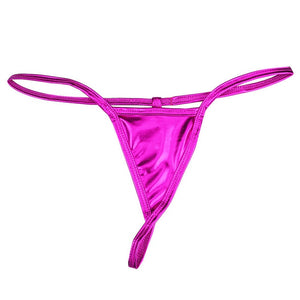 Shiny G String Micro Mini Women Sexy Panties For Women Underwear Metallic Pu Leather thong Ladies Tanga Erotic Lingerie