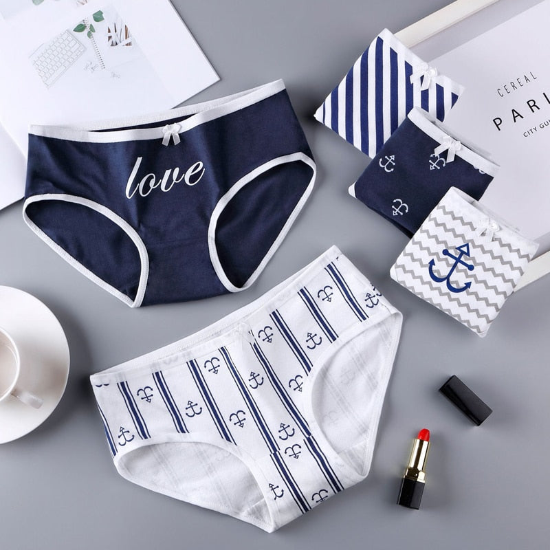 Cute Anchor Printing Panties  Girl Intimate Panty Women's Cotton Triangle Brief Woman Sailor Underwear Breathable Intimates