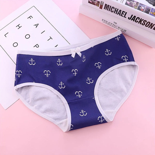 Cute Anchor Printing Panties  Girl Intimate Panty Women's Cotton Triangle Brief Woman Sailor Underwear Breathable Intimates