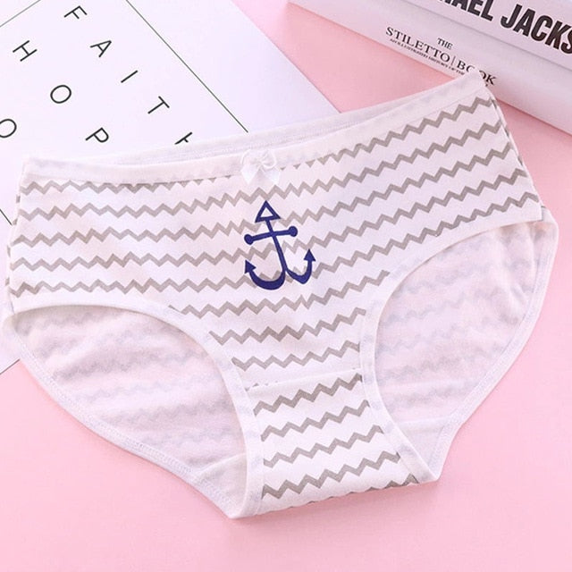 Cute Anchor Printing Panties  Girl Intimate Panty Women's Cotton Triangle Brief Woman Sailor Underwear Breathable Intimates