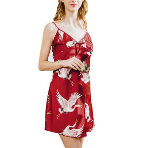 Summer New Silk Home Clothes Short Paragraph Loose Sexy  Harness Nightdress Women