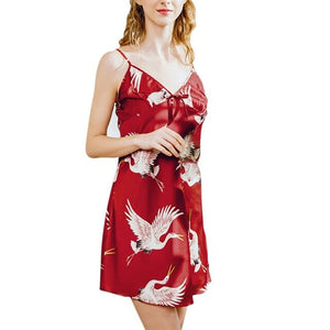 Summer New Silk Home Clothes Short Paragraph Loose Sexy  Harness Nightdress Women