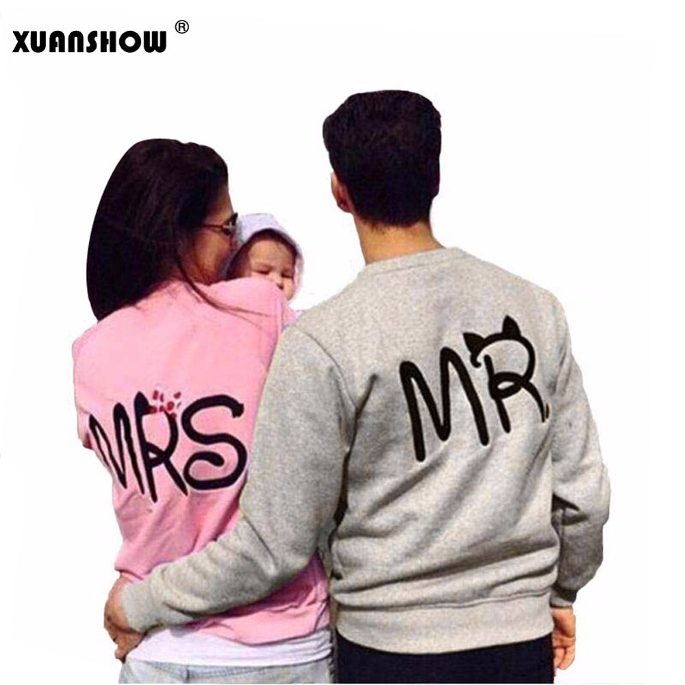 New Fashion MS and MR Letters Lovers Couple Long Sleeve Fleece Shirts Hoodie Sweatershirts Casual Tank Top Sudaderas Mujer 2018