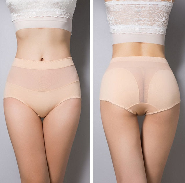 Women's cotton briefs hollow out high waist panties cotton underwear girl underpants lingerie