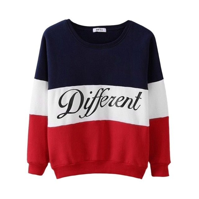 Letter Different Printed Women Fleeve Hoodies Spring Long Sleeve Sweatshirt Patchwork O-neck Pullovers sudaderas Autumn Winter