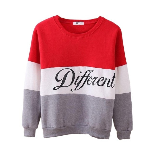 Letter Different Printed Women Fleeve Hoodies Spring Long Sleeve Sweatshirt Patchwork O-neck Pullovers sudaderas Autumn Winter