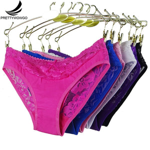 Prettywowgo New Arrival Women Underwear 2019 Sexy Lace 6 Candy Color Women's Cotton Panties 887